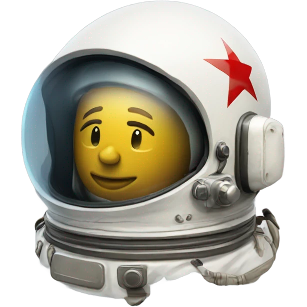 ussr astronaut's helmet with a reflection of a panel house emoji