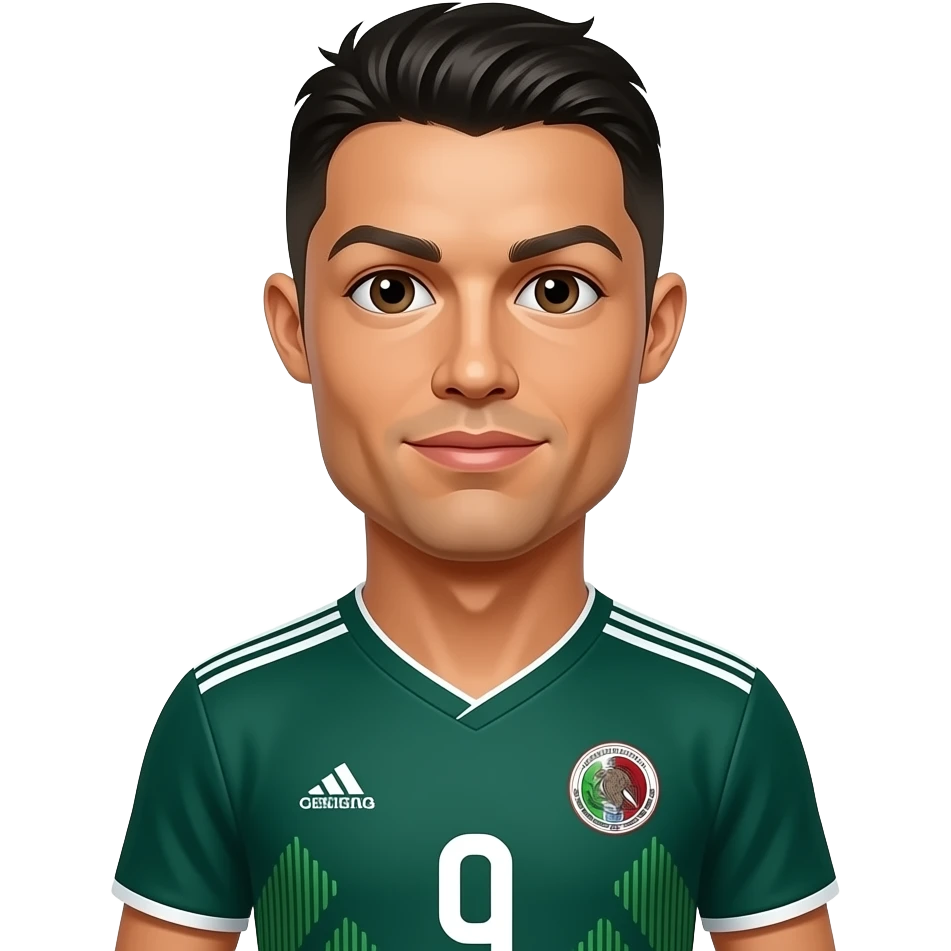 Haz un emoji de ronaldo pero con una ropa de fútbol mexicana emoji