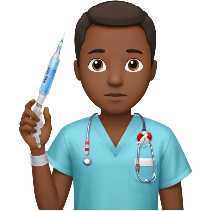sick black man getting syringe shot arm emoji