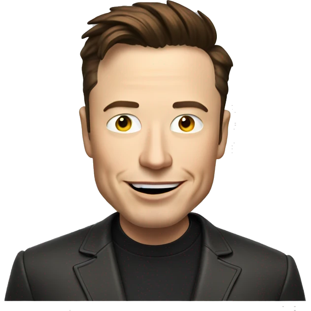 Elon Musk with computer with sarcastic smile emoji