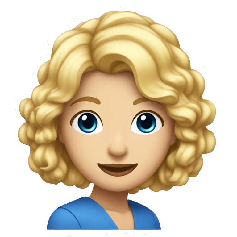 Maestra con pelo ondulado y corto rubia y ojos azules emoji