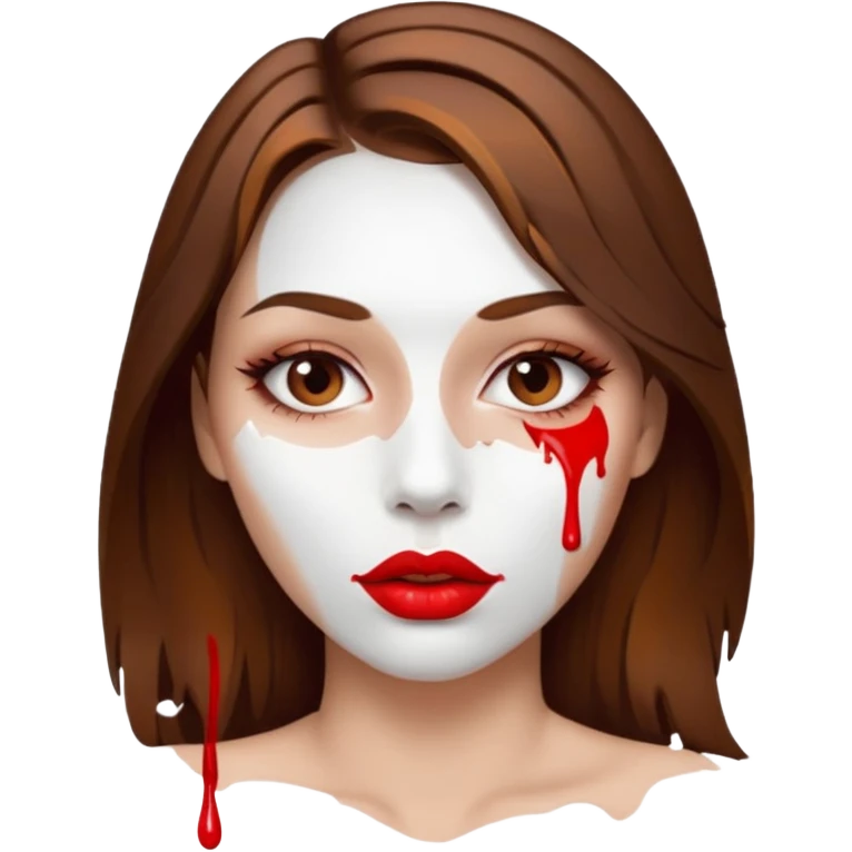 Brown Hair, Woman, white paint drip, face, hot, Sexy, lips emoji