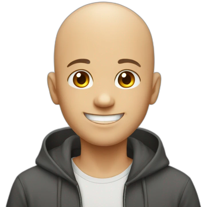 smiling bald boy in hoodie emoji