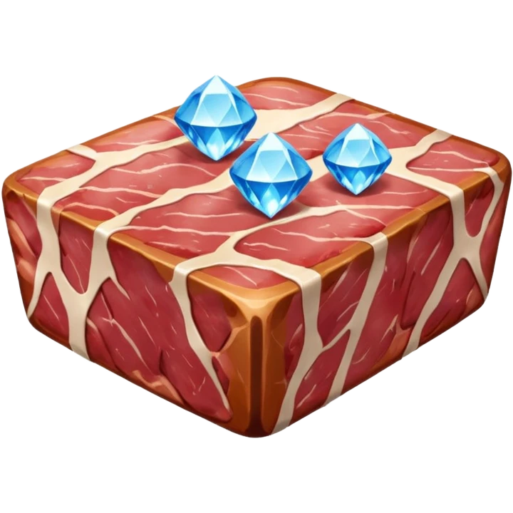 Meat with diamond textur and blue color emoji