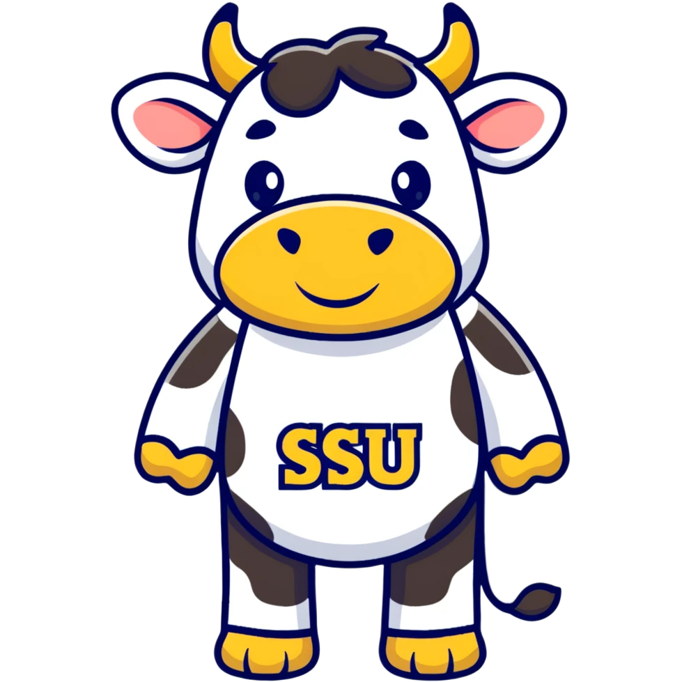 cow wearing a t-shirt that says SJSU emoji