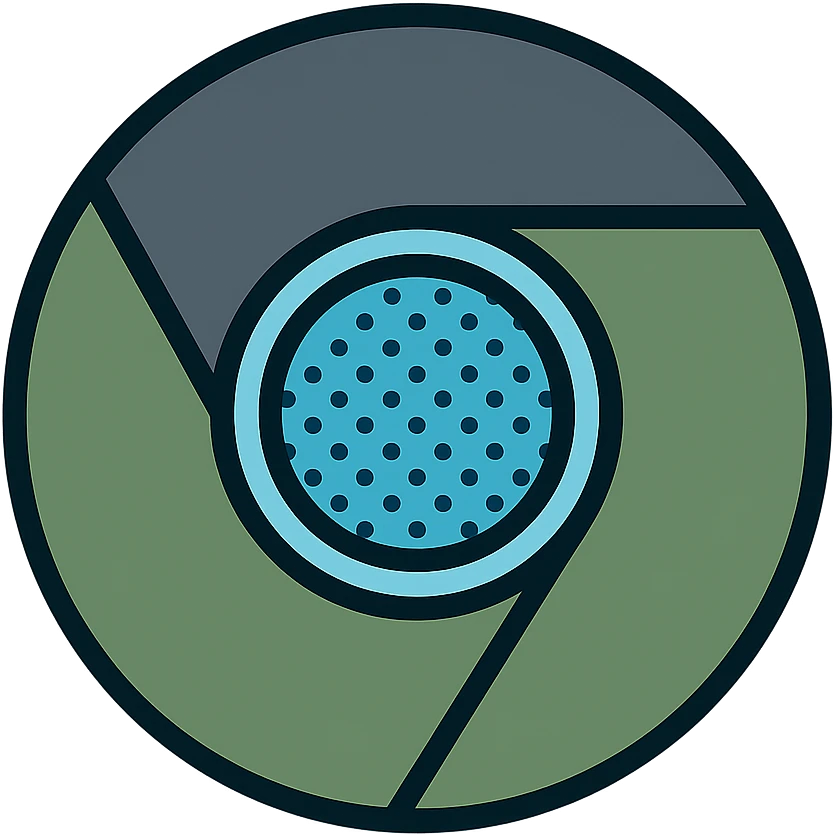 chrome browser icon, flat icon style, color scheme grey dark green, stippling effect, low detail, suitable for ico format, personal use, alternate version emoji