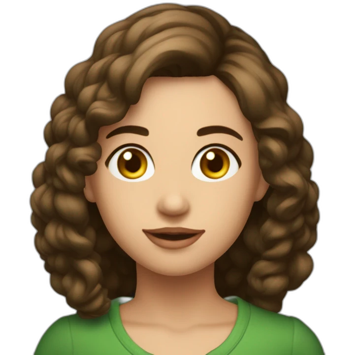 Fotografka bruneta s drdolem na hlavě, opálená, zelené oči  emoji