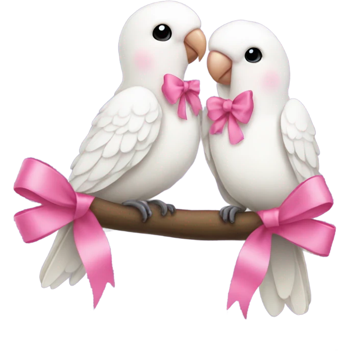 White love birds doves pink bows emoji
