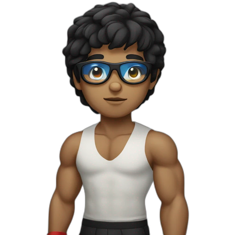 Boy Sri lankan MMA fighter with glases black hair emoji