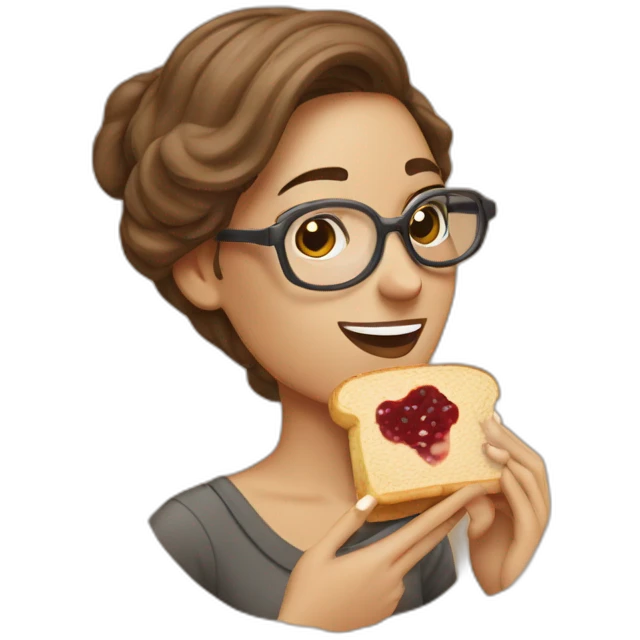 25year old brunette with black glasses making a peanutbutter and jelly sandwich emoji