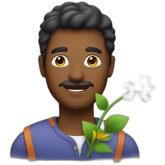 A man with a flower emoji
