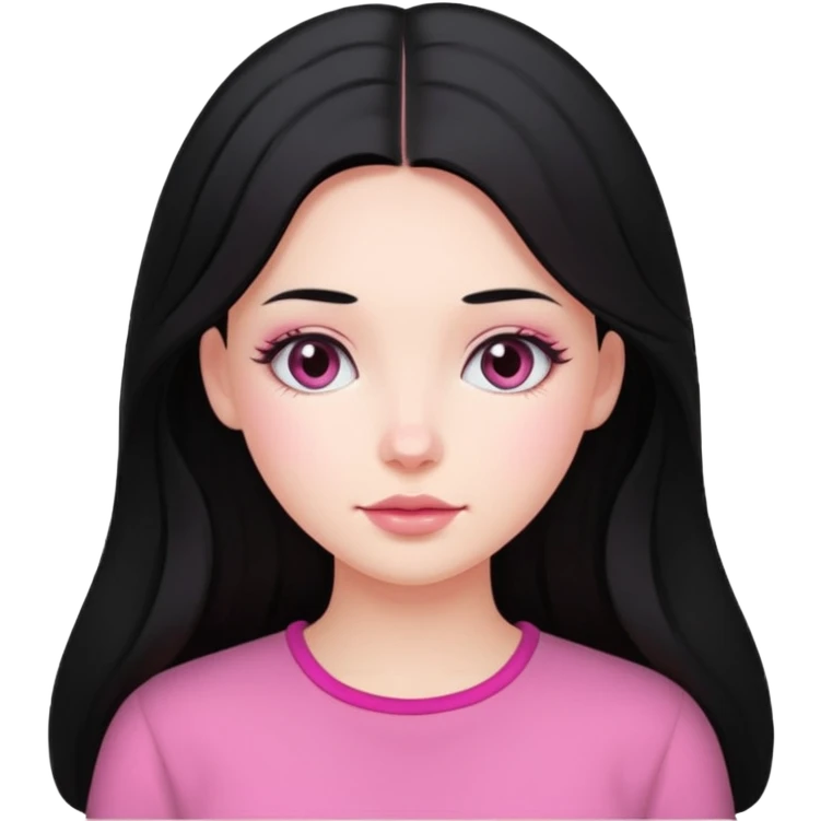 Clean girl long and black Hair an pink cheeks emoji