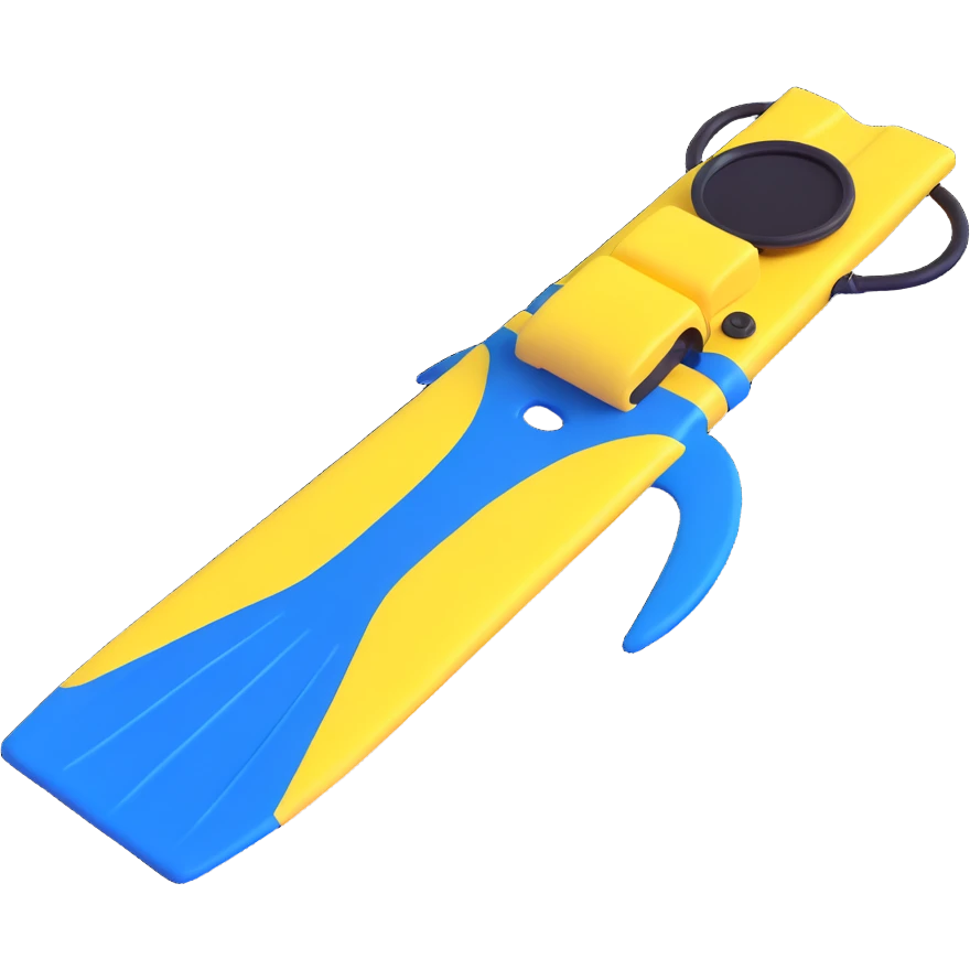 3D style scuba flipper, blue and yellow emoji