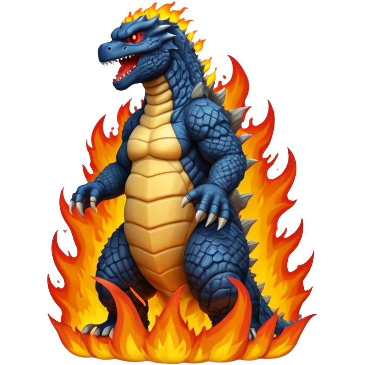 fire and building Godzilla emoji