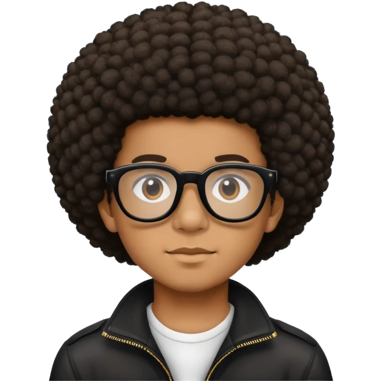 Brown Skin boy with an afro , wearing black glass. emoji