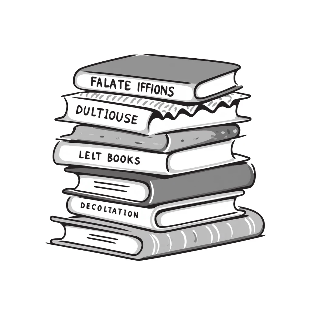 a stack of books with visible covers and spines, in pastel colors dd9fb0, ffc6d3, a3bfc9, c4bee2, f1b091, detailed hand-drawn doodle style emoji