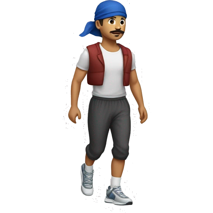 metis man, little moustache, durag, jogging, full body emoji