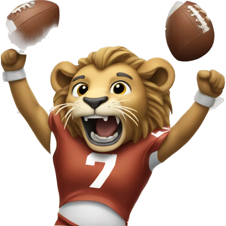 Lion scoring a touchdown  emoji