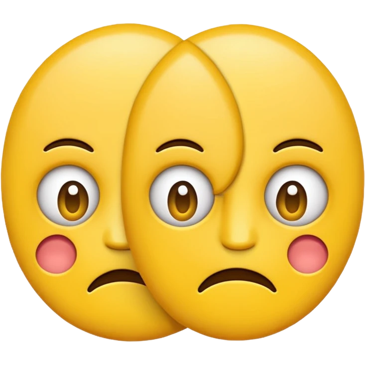 two emojis not happy stuck together no pink cheeks only two  emoji