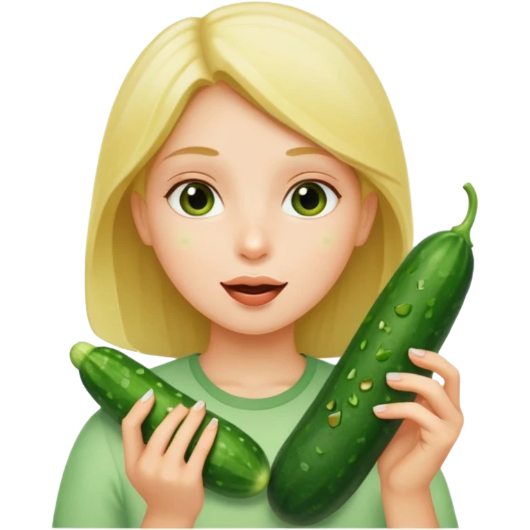 I want a girl emoji, sucking a cucumber and holding two more in her hands emoji