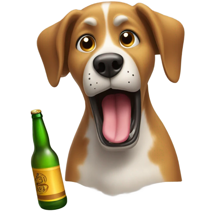 Barking dog with beer emoji