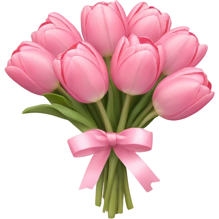 Pastel pink tulip bouquet with bow emoji