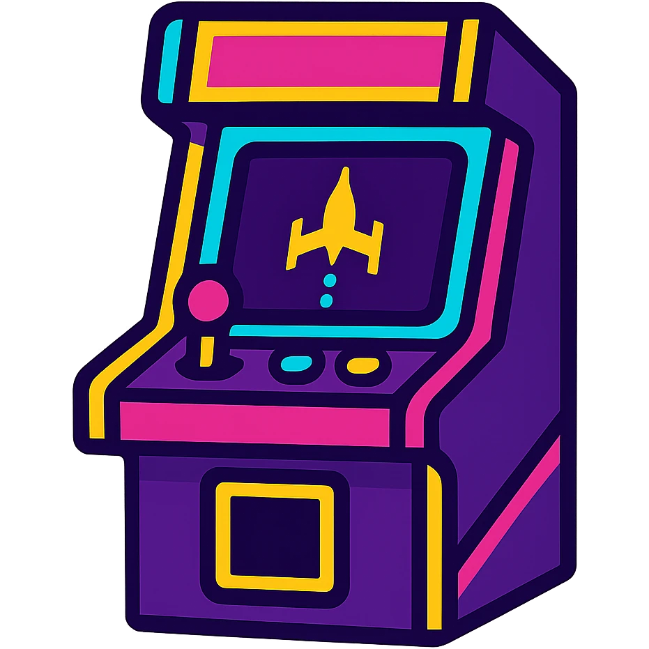 retro 80s style arcade game icon with neon colors emoji