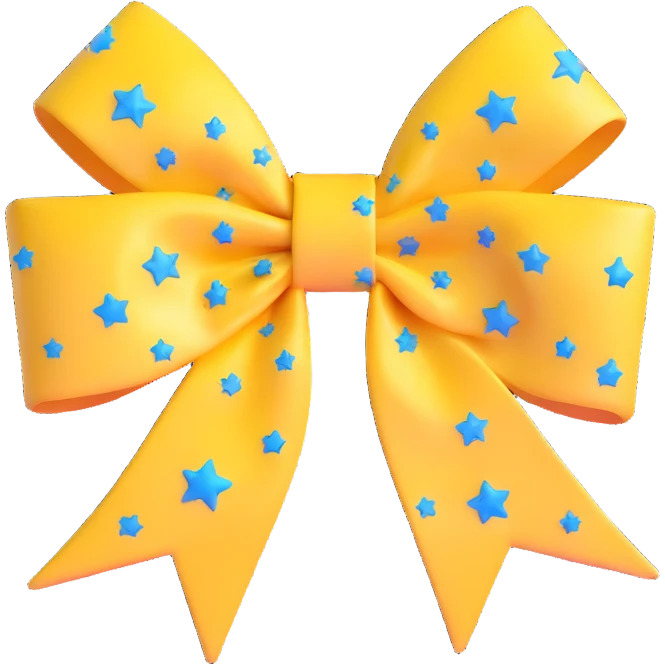 glossy purple bow with star pattern emoji