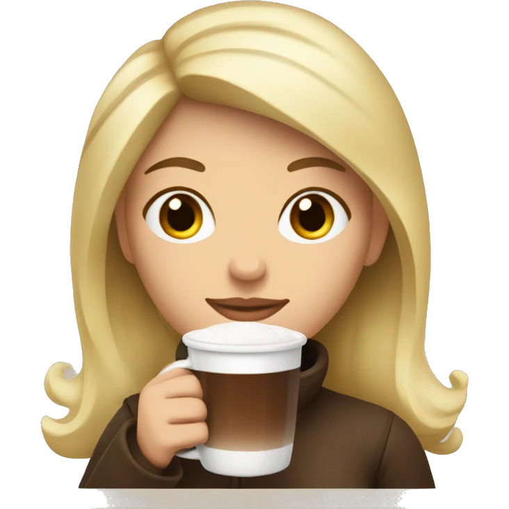 a white and blonde woman holding a glass of hot chocolate emoji