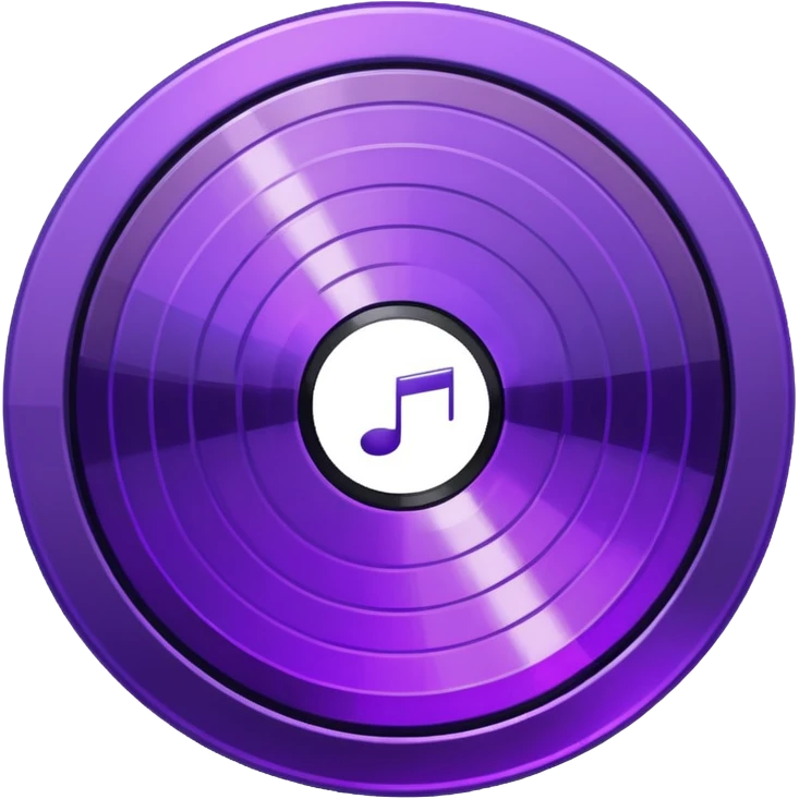 pixelated music disc with a purple middle emoji