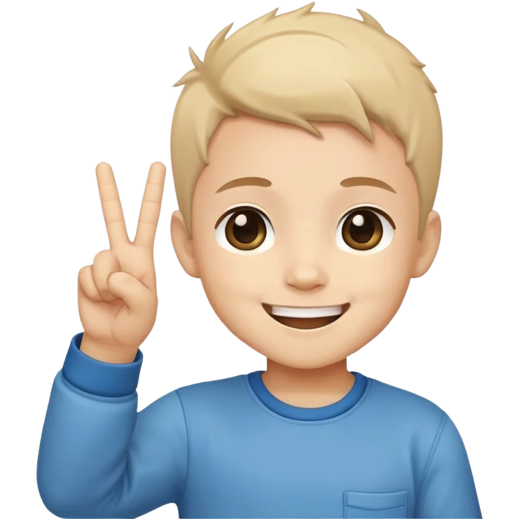 Чибик мальчик показывает два пальца жест "пис" emoji