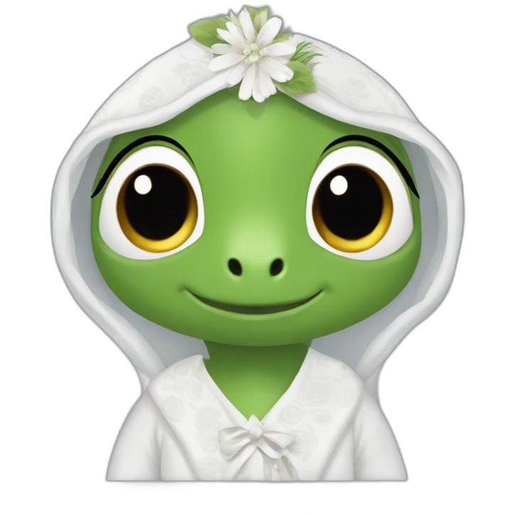 Tortue avec in robe de mariée emoji