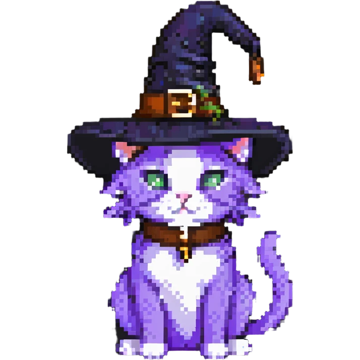 purple witch cat with a hat emoji