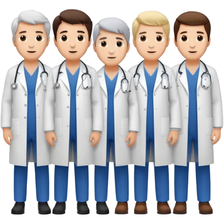 5 doctor staff all men make the differ in age make some space between em emoji