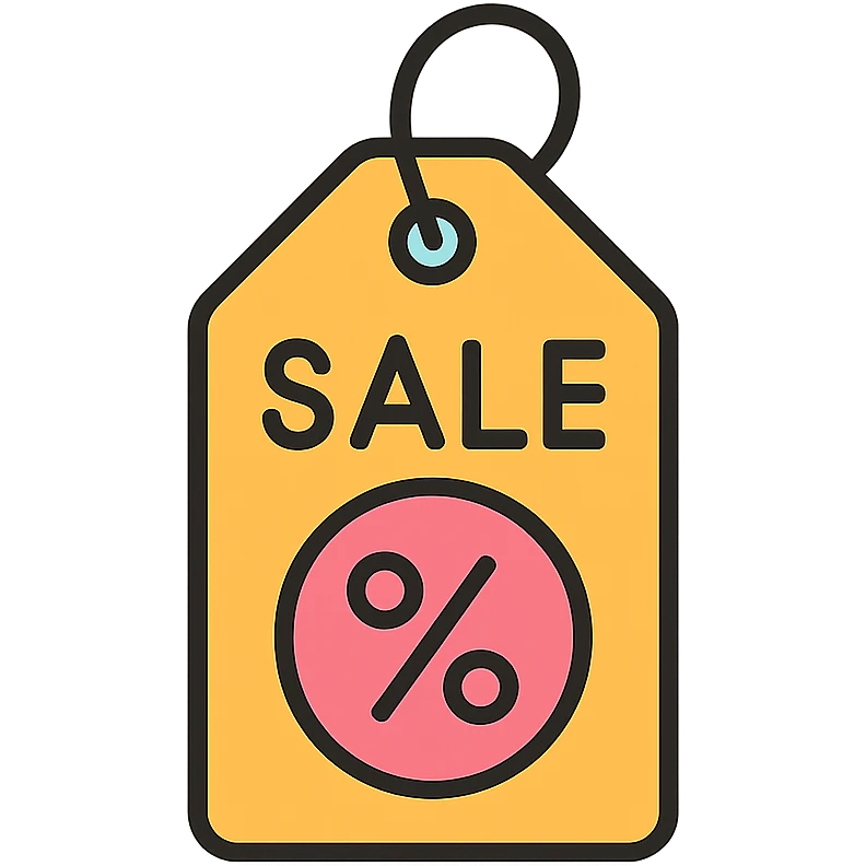icon representing a sale with a price tag or discount symbol, clean modern icon style emoji