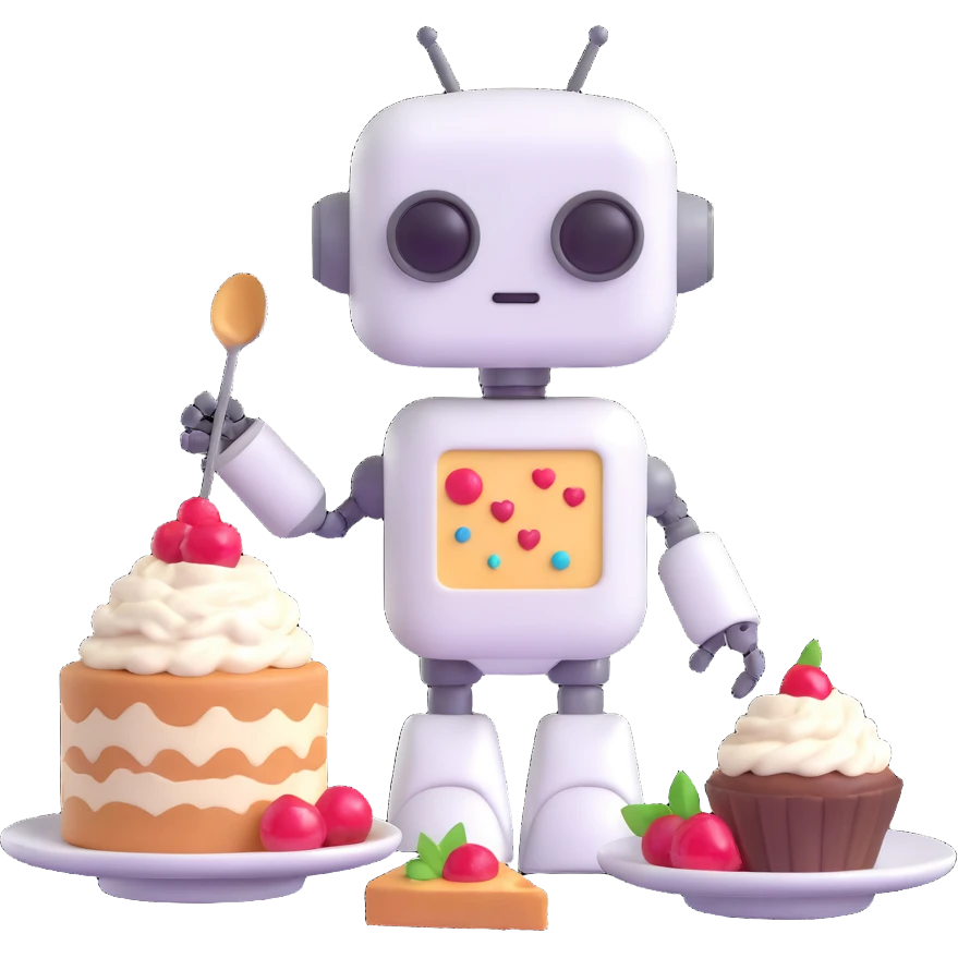 The cute robot and dessert, 3d emoji emoji