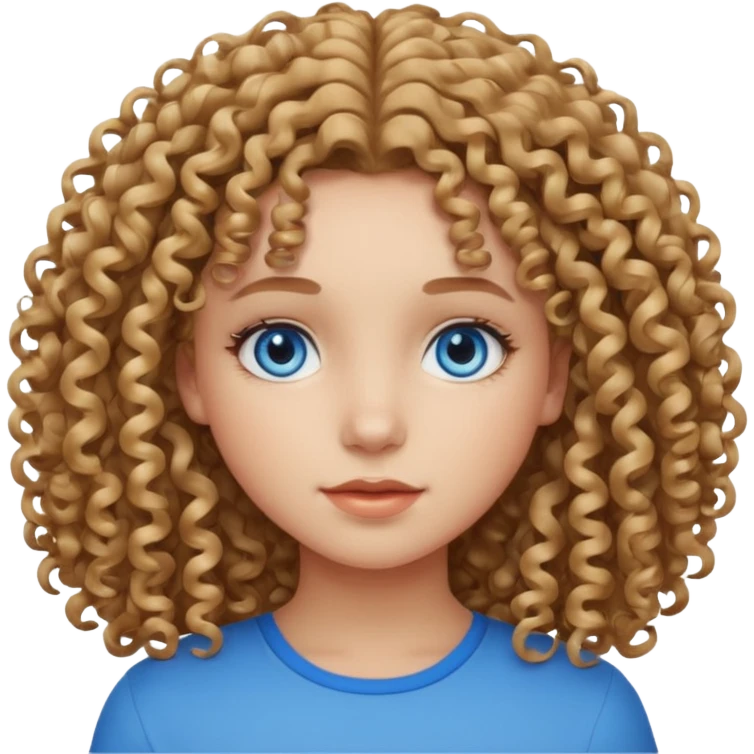 girl with curly hair (medium length), blue eyes, light skin emoji