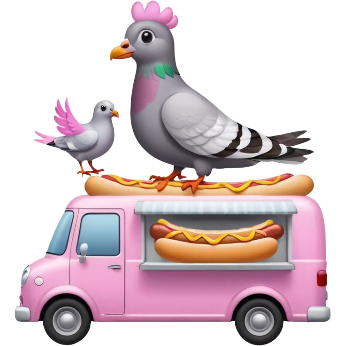 Pigeon is in the hot dog Van emoji