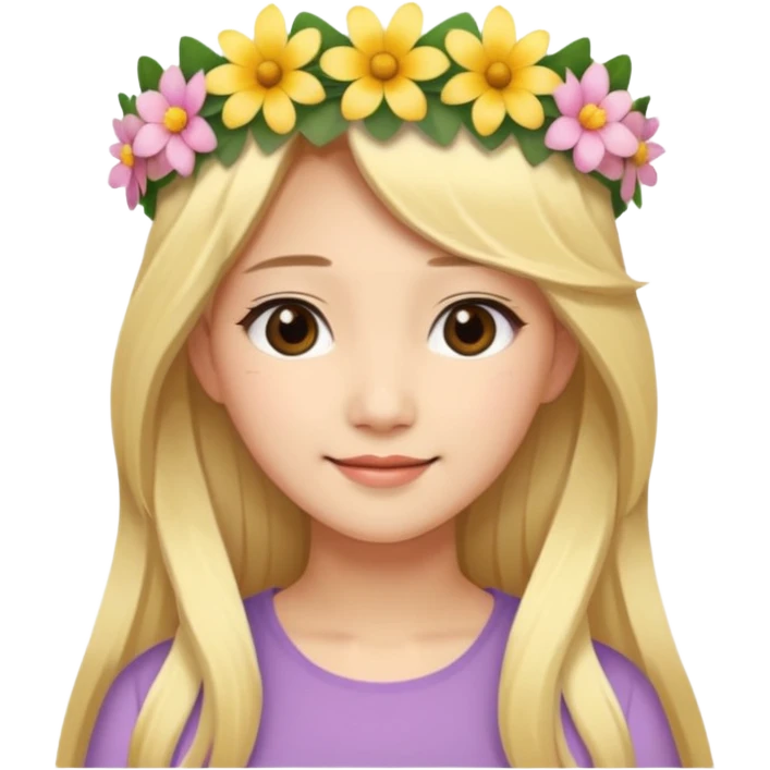 asian woman blonde flower crown long hair emoji