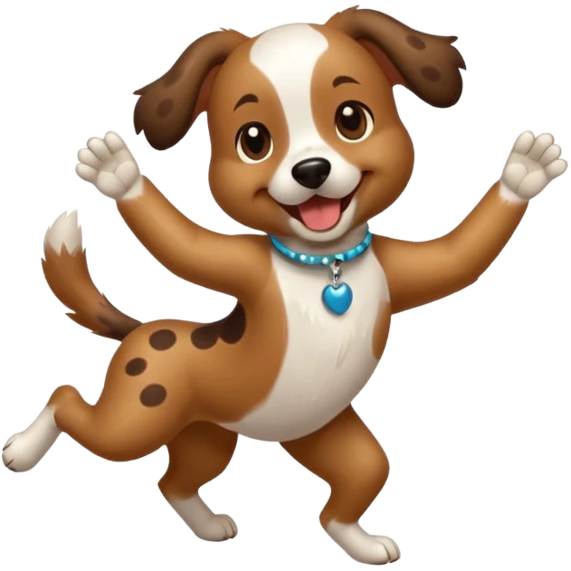dancing dog with spot emoji
