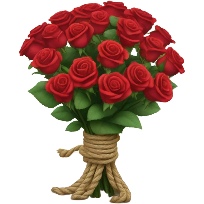 Bouquet red roses binded with rope. Make bouquet bigger and rope a bit thinner emoji