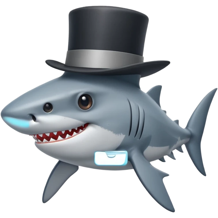 Shark with a top hat emoji