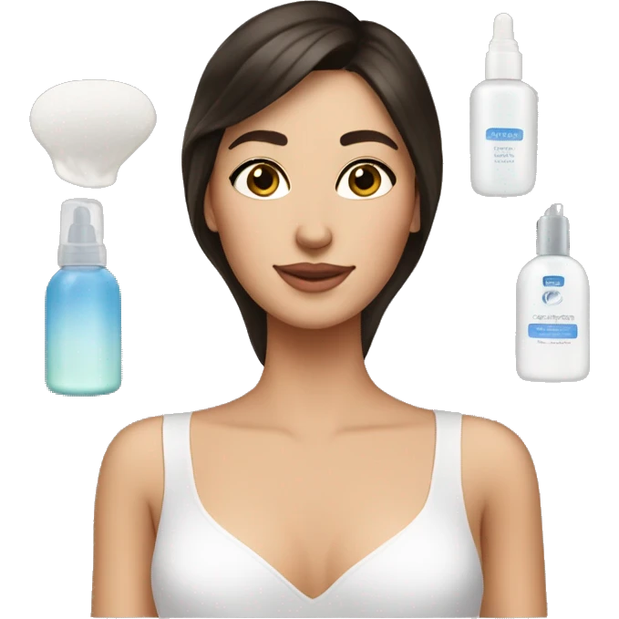 Brunette girl doing skincare  emoji