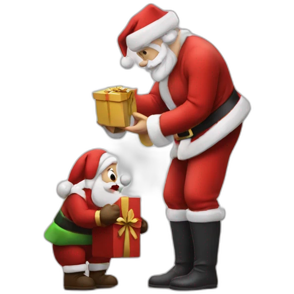 Santa giving gift to a man emoji