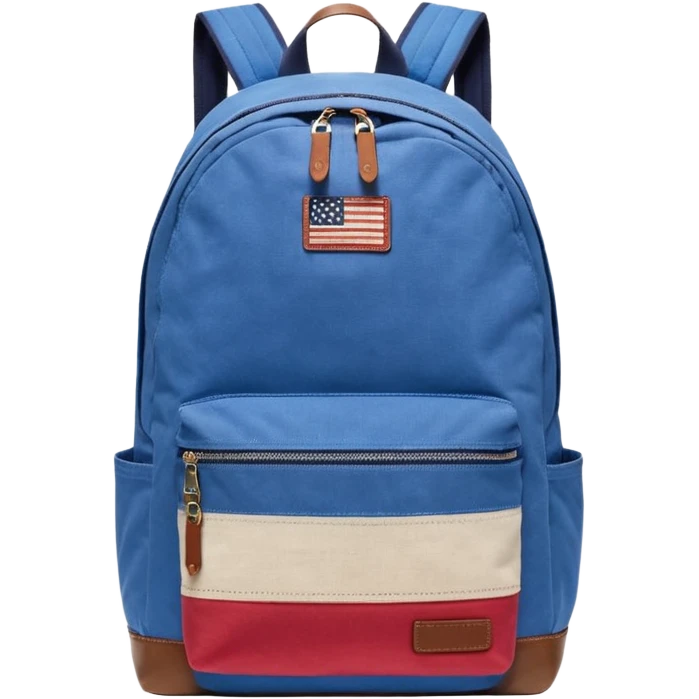 simple blue backpack with tommyjeans logo like american flag ony at the bottom pocket 

 emoji