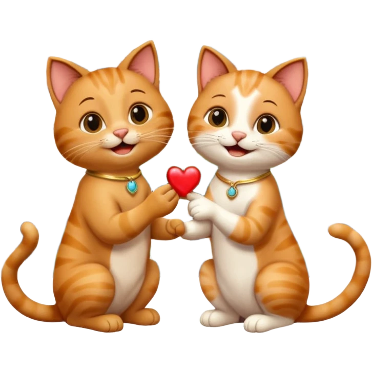 one happy cat proposing marriage to another happy cat in Rome, Italy, joyful and expressive, with a ring or proposal gesture, Roman scenery emoji