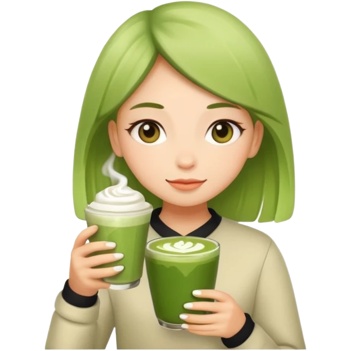 Girl with matcha latte emoji
