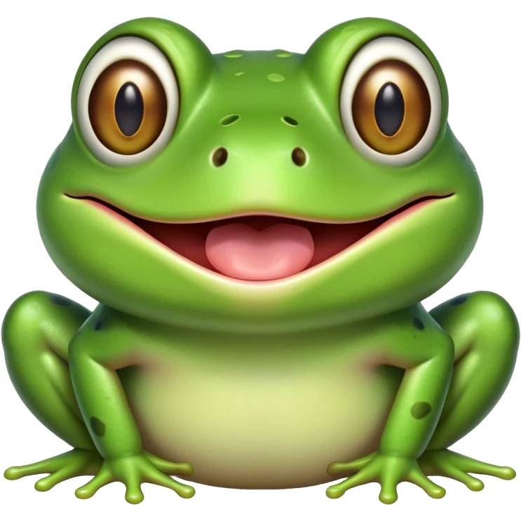 Green frog with its tongue sticking out and cross-eyed, silly expression emoji