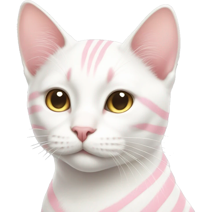 White Cat with light pink stripes  emoji