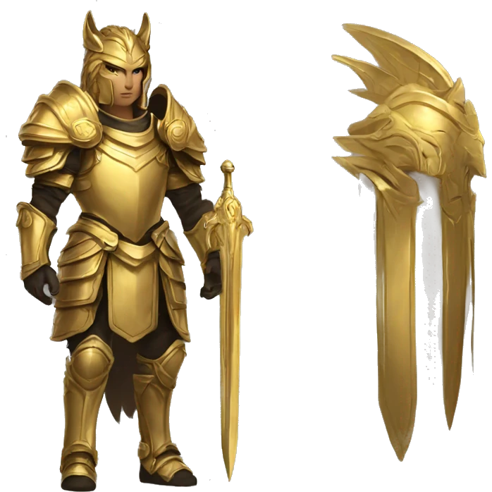 leonin paladin with gold armor an golden manes emoji
